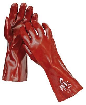 Rukavice FULIGULA, chemické, 35cm, červené vel.10